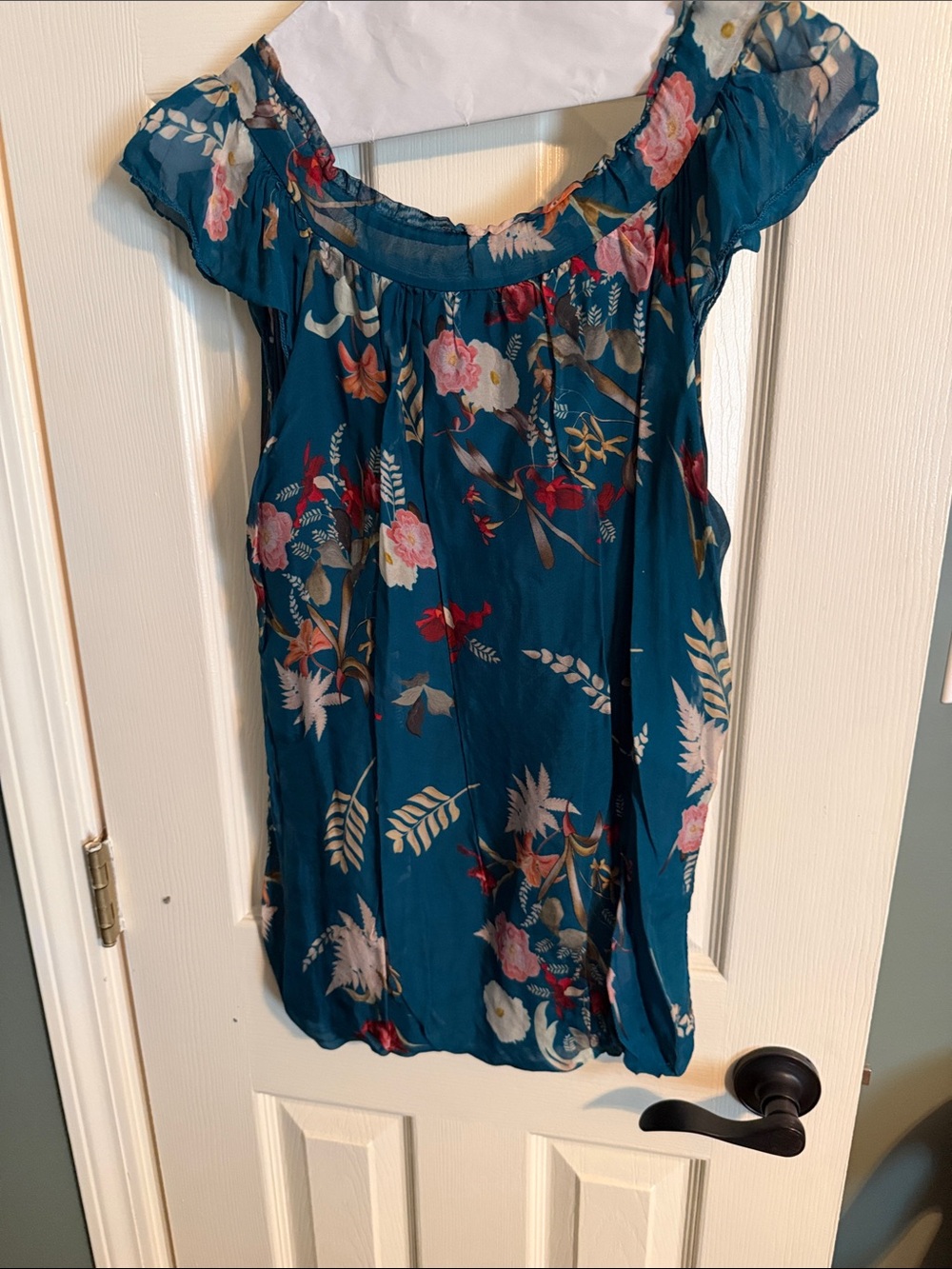 Teal Floral Off-Shoulder Women’s Top